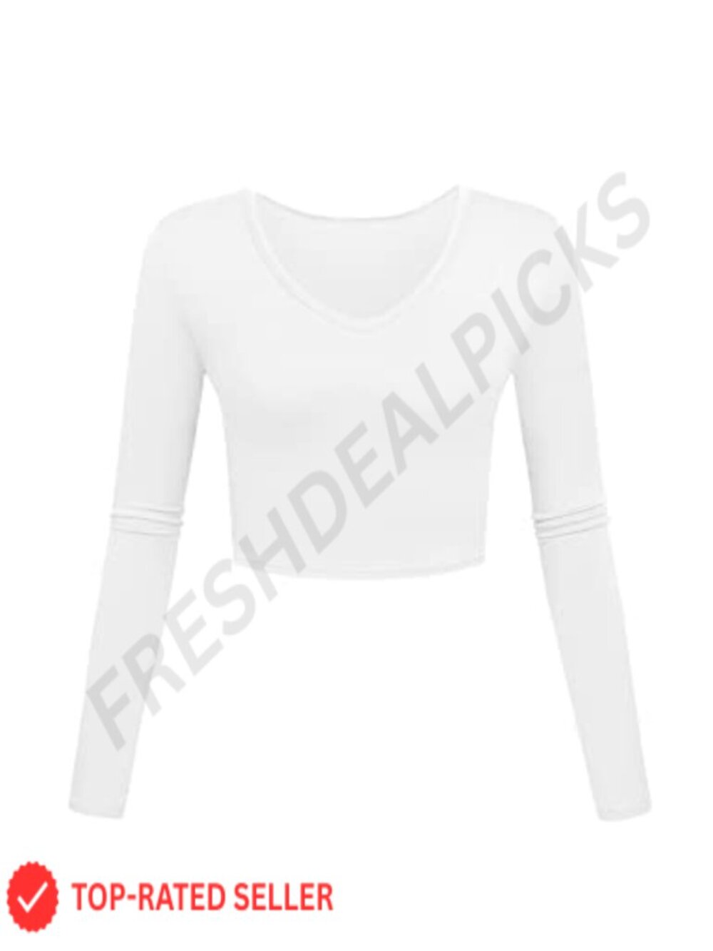 V Neck Long Sleeve Crop Top Slim Fit Base Layer Women